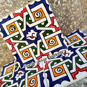 Moroccan Glazed hand painted Ceramic Wall and floor tiles 4&quot;×4&quot;  - Bathroom Tiles - Ceramic Accent Tiles - Decorative Tiles .
