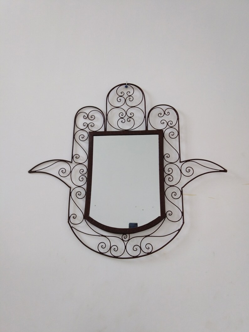 Forged Wrought Iron Hamsa Mirror: Moroccan Decor (70x50cm) - Etsy