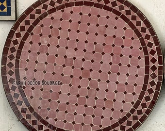 Outdoor Authentic Moroccan Mosaic Zellige - Handcrafted Mosaic Table - Mid Century Modern Mosaic Table Art