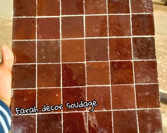 Handmade Moroccan Zellige - Natural Brown Zellige - Fez Handmade Clay Terracotta Tile Moroccan Zellige - Zellige Floor Tiles - Zellige Tiles