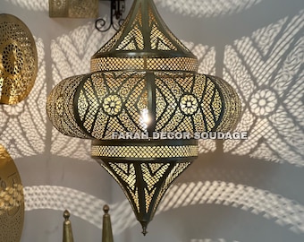 Moroccan Ceiling Light , Antique Brass Lamp , Pendant Light Moroccan Copper Brass Chandelier , Moroccan lamp.