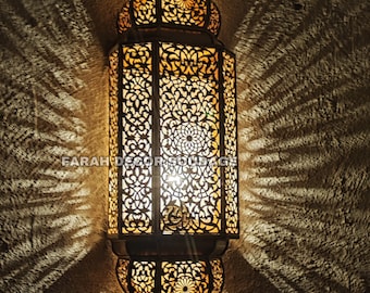 set of 2 Sconces Moroccan brass Wall Light, Wall Sconce Moroccan design, Moroccan Wall Lamps , sconce light.