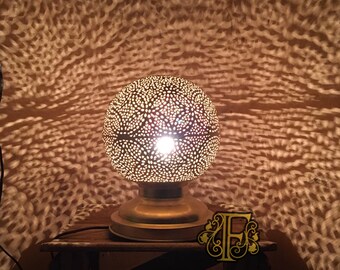 Moroccan standing copper lights , globe shape bedside Lamp , Copper brass Lamp , Desk Lamp , floor Lamp Shade