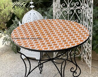 Unique Round Mosaic Table - Handmade Moroccan Mosaic Table - Customizable Outdoor/Indoor Mosaic table .