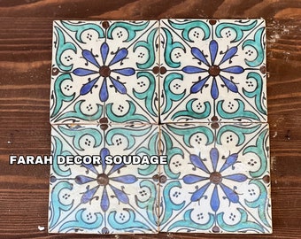 Hand-Painted Moroccan Ceramic Tiles: 4x4 Accent Tiles, Set of 10