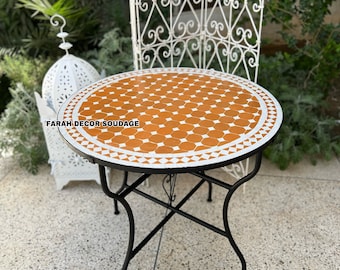 Mosaic Table, Moroccan Orange Tiles , Custom your outdoor dining table or indoor table , Handmade Mosaic Table .