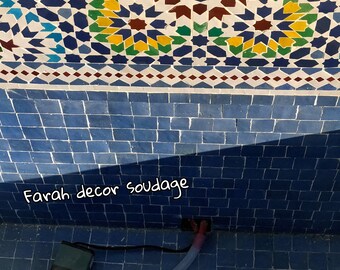 大型モロッコモザイクタイル噴水：手作りの庭の水景 - Etsy 日本