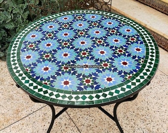 Mosaic Table - Moroccan Mosaic Table - Mosaic Table Art - Mid Century Tiles Table - Moorish Table For Outdoor & Indoor