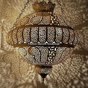 Moorish Ceiling light, Moroccan ceiling pendant, Antique brass Moroccan lighting, Moroccan Ceiling light fixture .