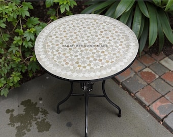 Handmade Moroccan Mosaic Table - Custom Bistro Coffee Table - Indoor & Outdoor Use - Moorish Decor .