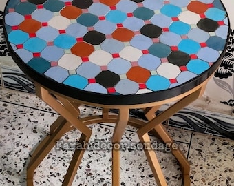 Mosaic Bistro Table, Moroccan  Mosaic Table,Mid Century Mosaic Table, Handmade Coffee Table For Outdoor & Indoor Mosaic table from Morocco .