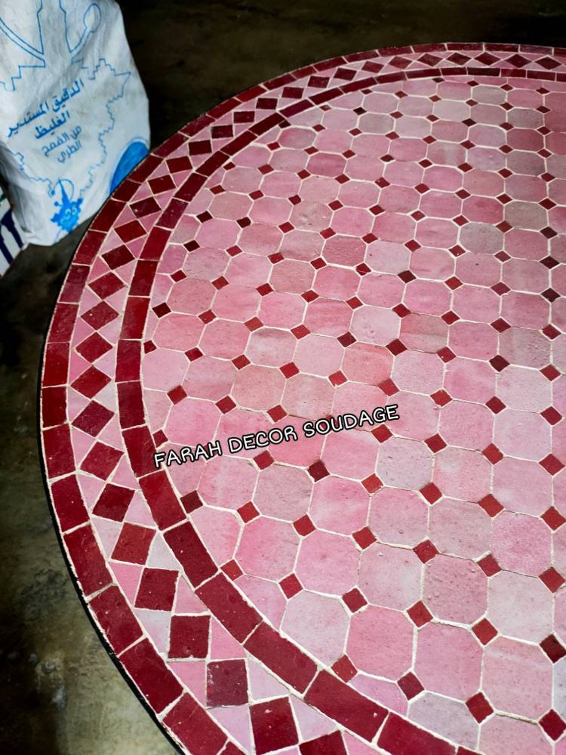 CUSTOMIZABLE Mosaic Table Bistro Mosaic Table Pink and Red - Etsy