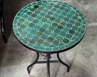 CUSTOMIZABLE Emerald Green Mosaic Table - Mosaic Table Art - Mid Century Mosaic Table - Handmade Coffee Table