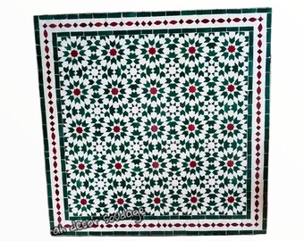 Mosaic Table - Square Handmade Outdoor Coffee Table - Complicated Mosaic Pattern multi-colored Table - Square Table
