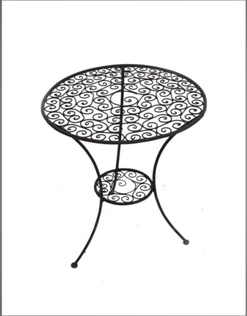 Side Table Round MetalMetal Wrought Iron Plant Stand Rustic Etsy