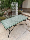 Handmade Moroccan Mosaic Dining Table - Green Rectangular Indoor/Outdoor Zellige Tile Table