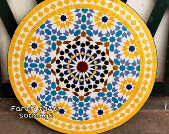 Mosaic Table - Moroccan Mosaic Table - Mosaic Table Art - Mid Century Tiles Table - Moorish Handmade Dining Table For Outdoor & Indoor .