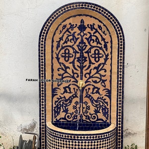 CUSTOM MOSAIC FOUNTAIN , Moroccan Mosaic Fountain , Wall mosaic fountain , Garden and Indoor fountain .