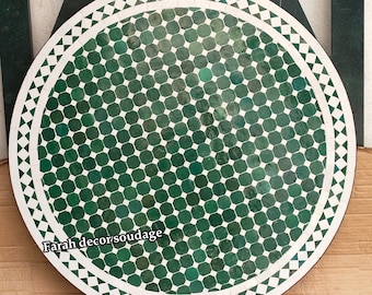 Handmade Moroccan mosaic table - outdoor & indoor table - Moroccan Moorish Mosaic Table - Green Mosaic Table .
