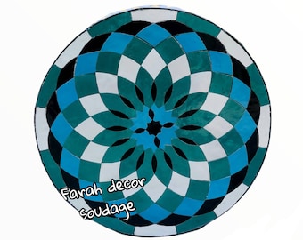 Mosaic Table - Handmade Outdoor Coffee Table - Complicated Mosaic Pattern multi-colored Table - Round Bistro Table GIFT
