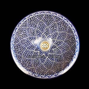 Moroccan Sink Washbasin Wash Basin Ceramic Handmade Hand Painted -  Moroccan Pottery washbasin - handmade sink - FREE BRASS DRAIN