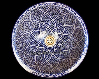 Moroccan Sink Washbasin Wash Basin Ceramic Handmade Hand Painted -  Moroccan Pottery washbasin - handmade sink - FREE BRASS DRAIN