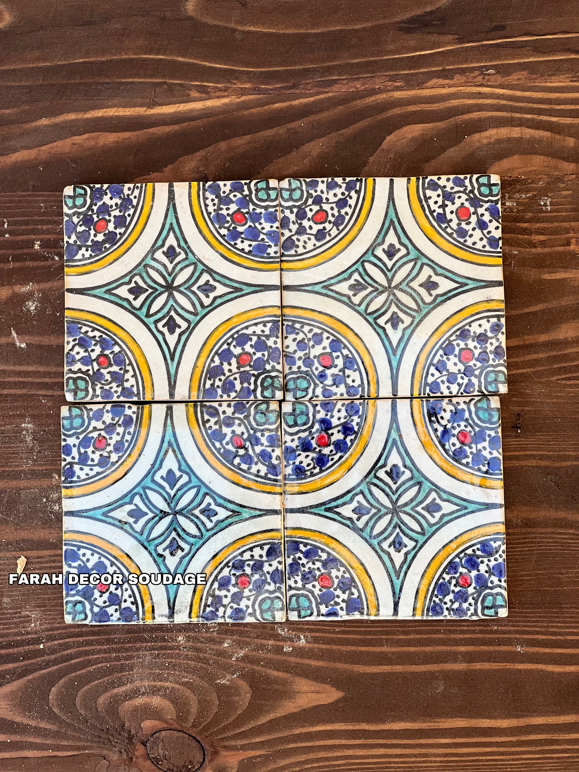 Hand-painted Moroccan Ceramic Tile – 4x4 Kitchen & Bathroom Accent