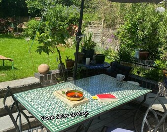 Bistro table made of mosaic For  Dining Table ,  Rectangular , Moroccan Table  Outdoor/ Indoor , Mosaic Table .