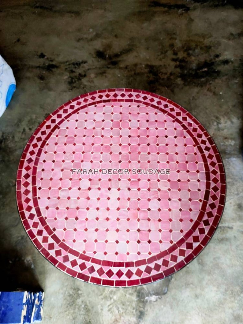 CUSTOMIZABLE Mosaic Table Bistro Mosaic Table Pink and Red - Etsy
