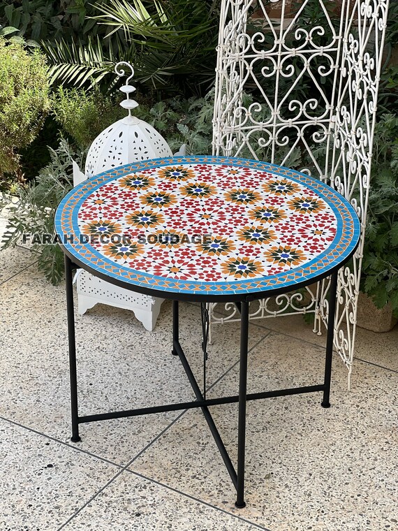 Handmade Mosaic Bistro Table - Authentic Moroccan Craftsmanship