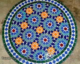 Tavolo a mosaico multicolore - Arte del tavolo a mosaico - Tavolo a mosaico di metà secolo - Tavolo a mosaico fatto a mano per esterni e interni
