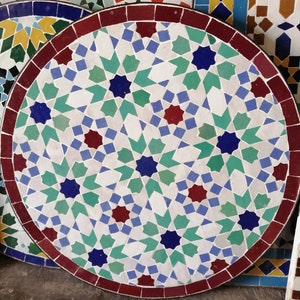 Mosaic Table - Handmade Outdoor Coffee Table - Complicated Mosaic Pattern multi-colored Table - Round Bistro Table GIFT