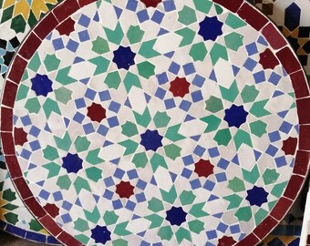 Mosaic Table - Handmade Outdoor Coffee Table - Complicated Mosaic Pattern multi-colored Table - Round Bistro Table GIFT