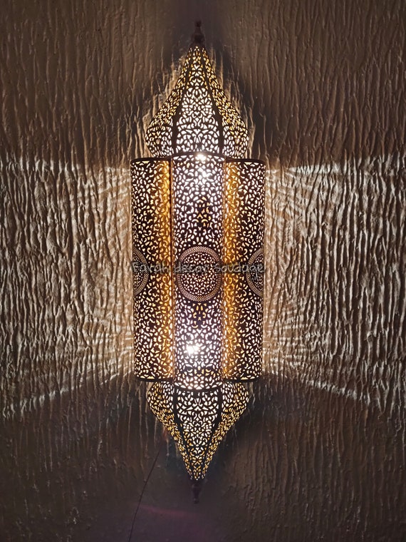 Moroccan Wall Sconce, Handmade Brass Wall Light, Moroccan Lighting, Oriental Wall Lamp .
