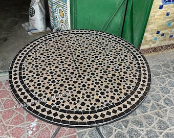 Moroccan bistro table , Moroccan Mosaic Table Handmade Round Mosaic Table for Outdoor/ Indoor , Mosaic Table
