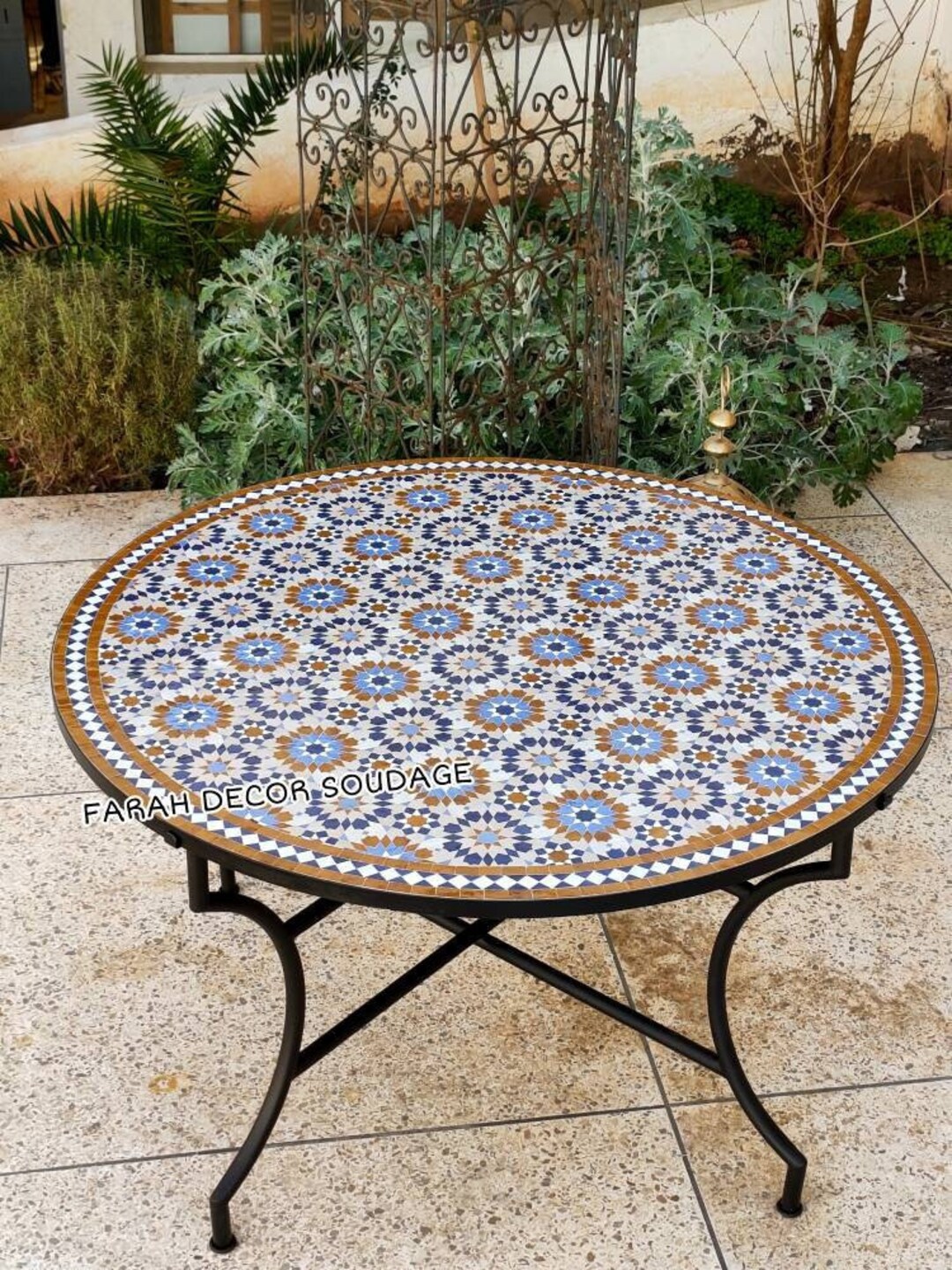 Handcrafted Zellige Tile Art Outdoor Garden Decor - Handmade