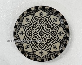 Handmade Moroccan wall Plate – Serving Dish or Wall Decor – Hand Painted Zellige Pattern