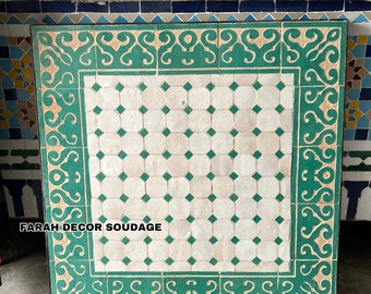 Moroccan  Mosaic Table Handmade , Handcrafted Square Moroccan Outdoor/ Indoor Mosaic , Square Mosaic Table