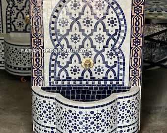 Handmade Mosaic Fountain for outdoor and Garden decor, Tree of life Mosaic Fountain, water inside fountain .