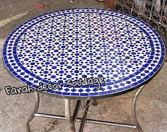Handgemachter marokkanischer Mosaiktisch, Außen- und Innentisch, Mosaiktisch, Marokkanischer Maurischer Mosaiktisch Handmade