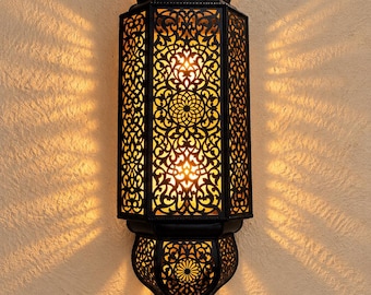 Moroccan Brass Wall Sconce | Handmade Moorish Lantern | Ornate Wall Light .