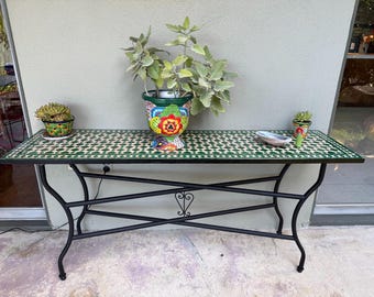 Mosaic Console Table | Moroccan Zellige Tile Entryway Table | Custom Size Patio Furniture .