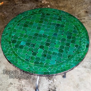 Handmade Moroccan mosaic table - outdoor & indoor table - Moroccan Moorish Mosaic Table - Green Mosaic Table