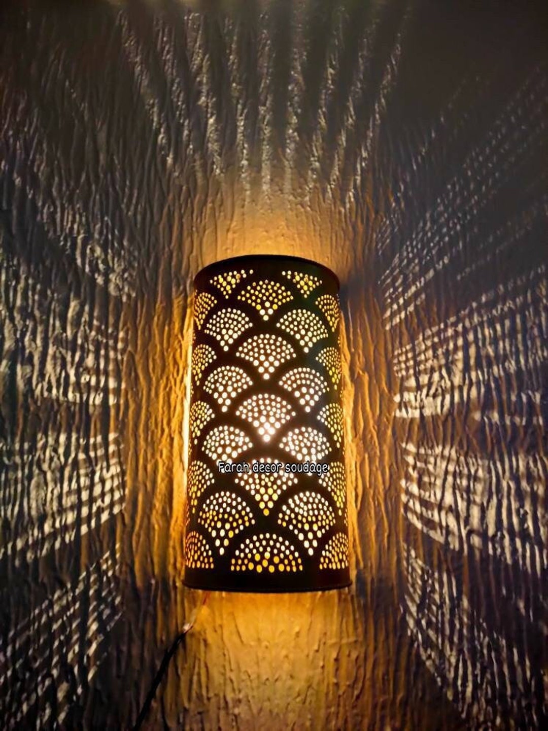 Moroccan Wall Lamp – Handmade Brass Sconce Set of 2 - Artisan Wall