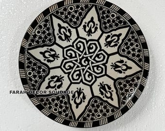 Handmade Ceramic wall Plate – Moroccan Serving Dish or Wall Decor – Hand Painted Zellige Pattern