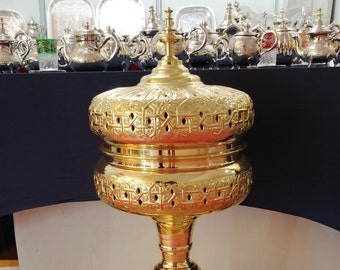 Incensiere Turibolo In Ottone Antico Argentato Con Catena 20cm - Porta Incenso Per Carboncello - 2222