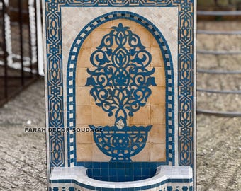 Moroccan Fountain, Mosaic Fountain, Outdoor Fountain, Wall Fountain, Garden Fountain, Terrace Decor, Indoor Fountain, Moroccan Mosaic Art