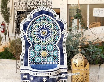Mosaic Fountain For Garden, Moroccan Tile Fountain, Moorish Mosaic Fountain, Wall Moroccan Mosaic Fountain, Garden and Indoor fountain .