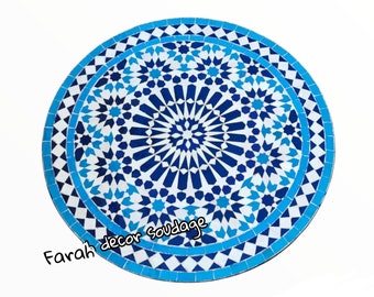 Handmade Outdoor Mosaic  Table - Complicated Mosaic Pattern multi-colored Table - Blue Bistro Table GIFT