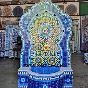 Garden fountain mosaic , Moroccan Mosaic Tile Fountain , Moroccan Mosaic Fountain, Garden and Indoor